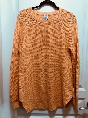 Women’s Med long sleeve tangerine sweater cotton textured weave